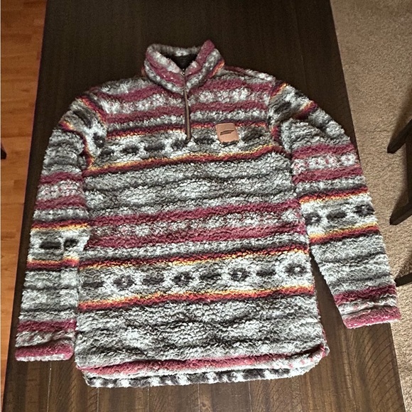Men’s Western Print Fleece ¾ Zip Sweater - Picture 1 of 5